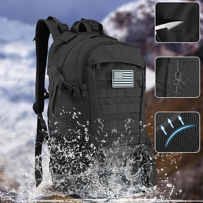 30L Tactical Backpack Rucksack Outdoor Molle Hiking Bag with Side Pocket Large Capacity &amp Lightweight Thickness Strap(Green)