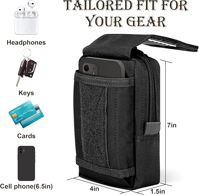 Tactical MOLLE Utility Pouch Kit – EDC Accessories Bag with Phone Holder Water Bottle Pouch Medical First Aid Pouch for Outdoor Hiking Camping and Duty Use
