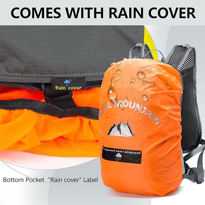 Bike Backpack With Rain-Cover Mountain Biking Backpacks Lightweight Packable Daypack Waterproof For Travel Small Backpack For Bicycle RidingHikingCamping (Grey)