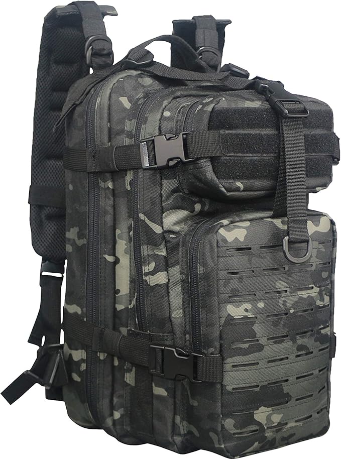 Lightning X TacMed First Responder Medic Backpack | Military Style MOLLE Day Pack + Dividers &amp Pockets for First Aid Supplies (Black Camo)