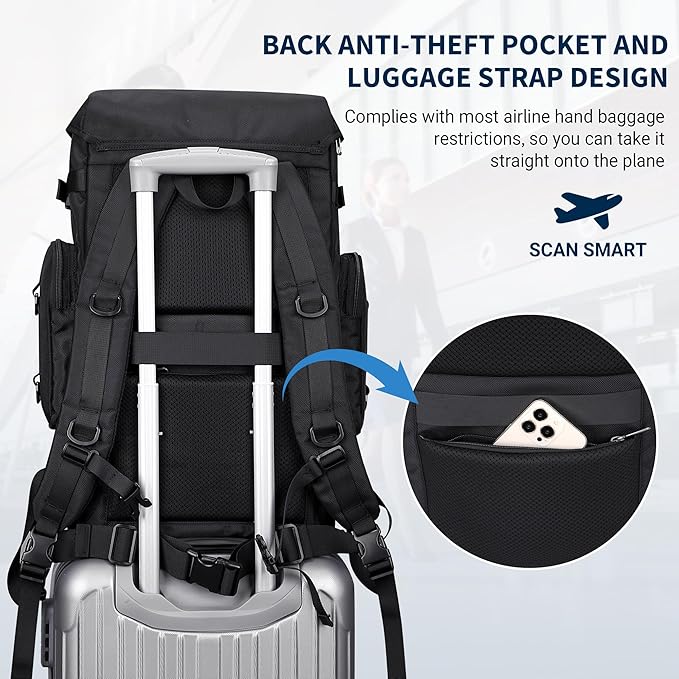 WITZMAN Travel Backpack for Men Women Carry on Bags for Airline Approved Convertible Duffle Luggage Backpack Shoe Compartment (B691 Classic Black)