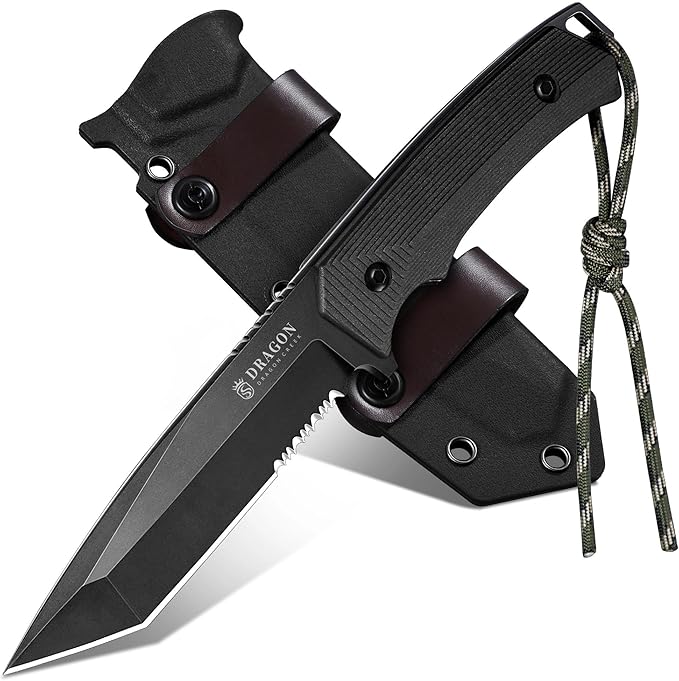 Dragon Creek Fixed Blade Knife - Full Tang Black