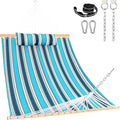 Lazy Daze Hammocks 12 FT Sunbrella Fabric Hammock not Fading with Spreader Bars and Free Pillow Fits for 2 Persons All Weather and Fade Resistant for Patio Yard 450 lbs Capacity Token Surfside