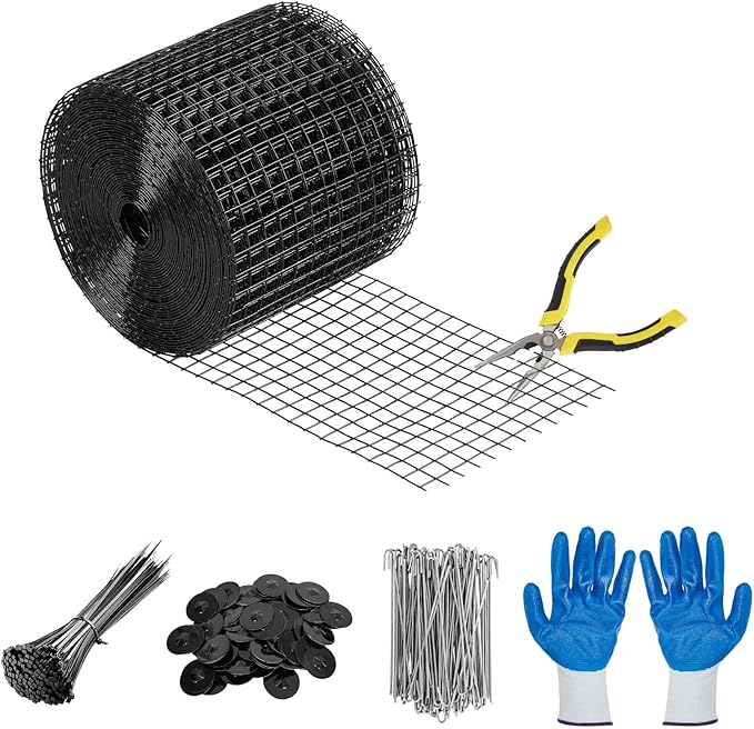 6in x 50ft Solar Panel Bird &amp Critter Guard Kit Includes 60 Fastener Clips 100 Cable Ties Gloves Pliers &amp PVC Coated Wire Mesh for Bird Critters Control