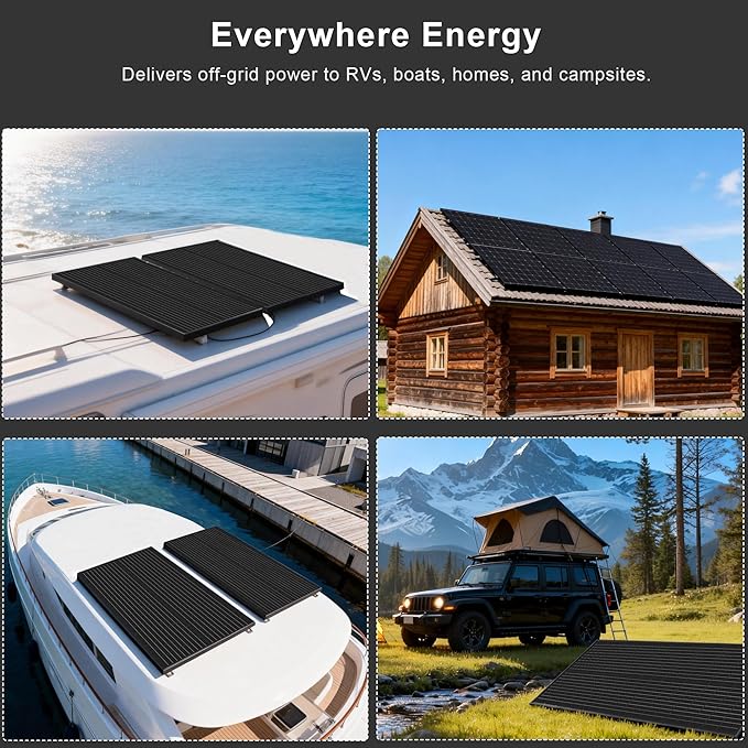 Solar Panel Kit 50W 12V Monocrystalline Module Charge Controller for RV Boats Trailer CamperOff-Grid System (50w Solar kit)