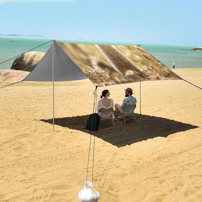 Cute Squirrel Beach Tent Sun Shelter Set UPF50+ UV Protection 10.5 x 9.19 FT Camping Shade Canopy with Sandbags Sand Anchors Carrying Bag and Others