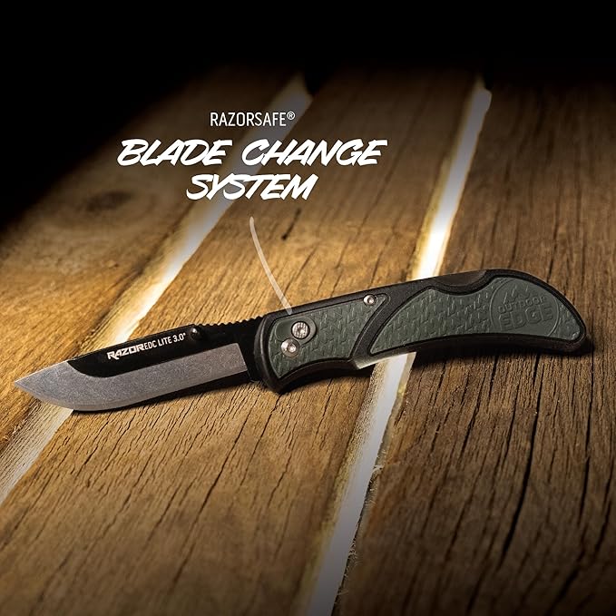 OUTDOOR EDGE 3.0 RazorLite EDC - Replaceable Blade EDC Folding Knife with Pocket Clip and One Hand Opening for Everyday Carry (Gray 4 Blades)