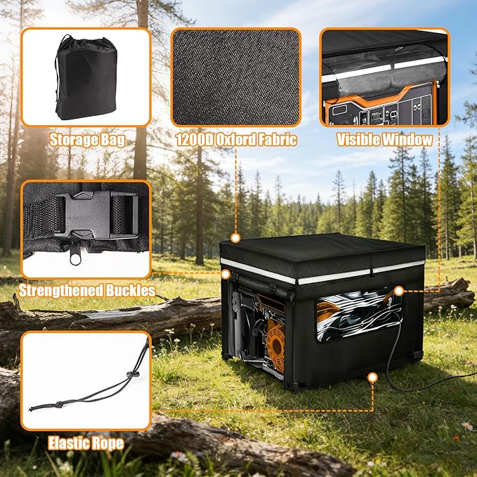Heavy Duty Generator Cover 32''Lx24''Wx24''H Generator Cover with Double-Layer Fabric Side Access to Control Panel Top Access to Add Fuel All-weather Protective for Most 5500-15000 Watt Generators