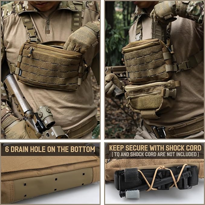 WYNEX Tactical Chest Rig Pack for Men Running Chest Bag with Front Loop Airsoft Tactical Mag Pouch Molle Admin Pouch of Laser Cut