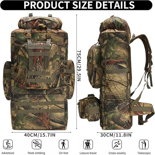 100L Camping Hiking BackpackMolle military Tactical rucksack backpackWaterproof Lightweight Hiking Backpack (Maple Leaf)