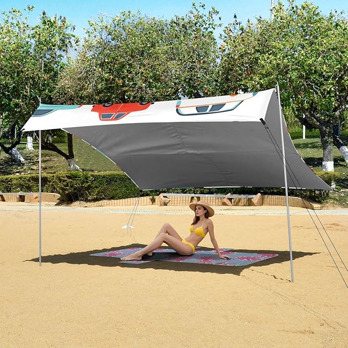 ALAZA Cars Seamless Pattern Beach Tent Sun Shelter Portable Canopy Sunshade for Outdoor Camping Picnics Backyard Fun 10x9 ft