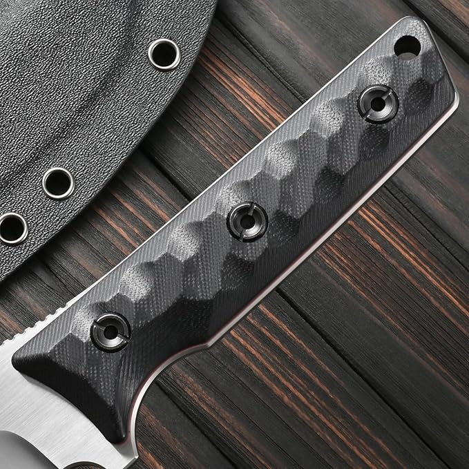 Sitivien ST25 Fixed Blade Knife AUS-10 Steel Blade G10 Handle Full Tang EDC Tool Straight Knife for Working Camping Hunting(Silver)