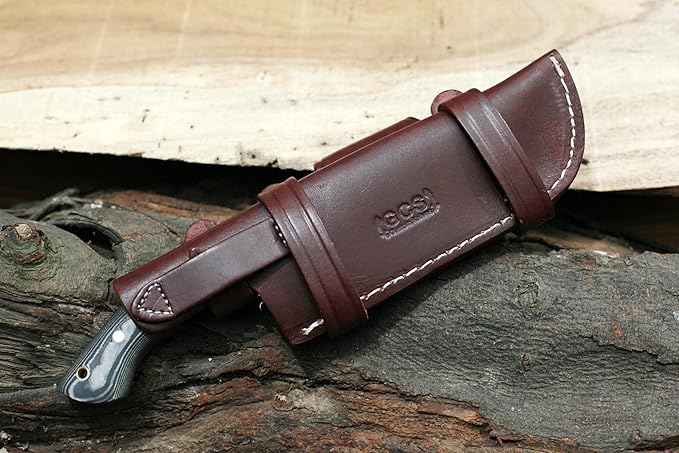 GCS Handmade D2 Steel Hunting Knife with Micarta Handle Full Tang Blade and Leather Sheath for Hunting Hunting Camping Survival EDC-GCS 959