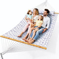 Everyfun Double Hammock with Spreader BarSoft PillowMax Load 500lbsPortable Hammock for OutdoorCampingand BackyardWhite Gray