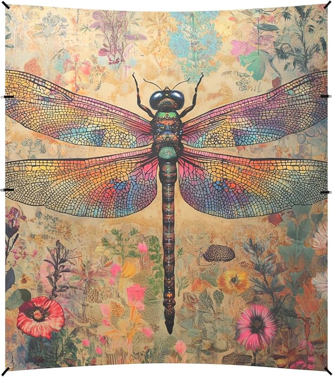 ALAZA Dragonfly Flowers Beach Tent Sun Shelter Portable Canopy Sunshade for Outdoor Camping Picnics Backyard Fun 10x9 ft