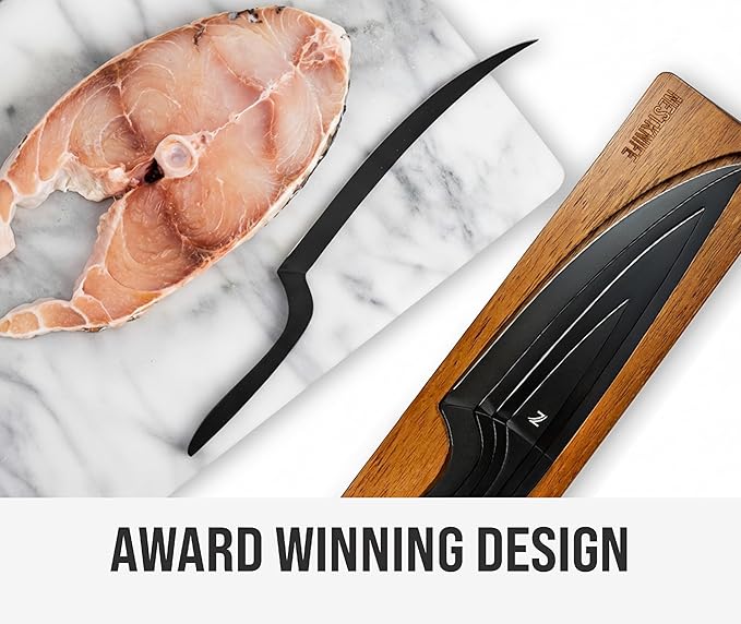 NestKnife Magnetic Knife Set - VG10 High Carbon Stainless Steel Chef Knife Set with Patented Space-Saving Nesting Design &amp Magnetic Holder - 4 Piece Razor Sharp Professional Knife Set For Kitchen