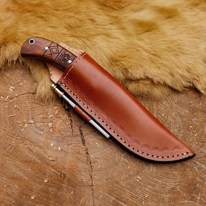 EdgeLandKnives® Hand Forged Tomahawk Throwing Axe and Bushcraft Knife Set Heavy Duty D2 Steel Tomahawk Throwing Axe and Bushcraft Knife Set with Leather Sheath Perfect Combo for Outdoorsmen (EL34)