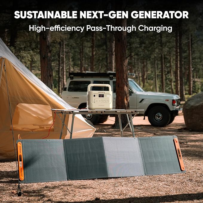 Jackery Solar Generator 1000 v2 with 200W Solar Panel 1070Wh Portable Power Station LiFePO4 Battery 1500W AC Output 1 Hr Fast Charge for Camping Emergency RV Off-Grid (Dune White)