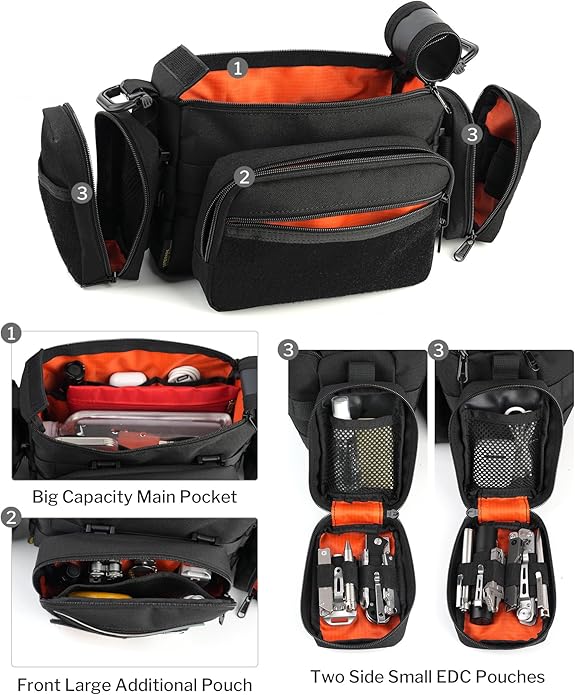 VIPERADE CHW3 Tactical Molle Bag with 3 Detachable Pouch EDC Pouch Organizer for Men 4 in 1 Sling Shoulder Crossbody Bag