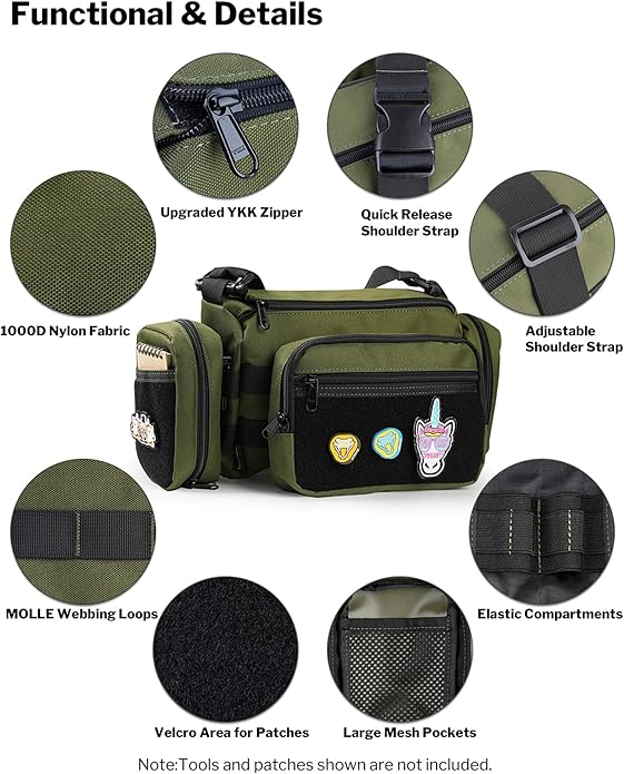 VIPERADE CHW3 Tactical Molle Bag with 3 Detachable Pouch EDC Pouch Organizer for Men 4 in 1 Sling Shoulder Crossbody Bag