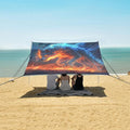 ALAZA Flame Wolf Beach Tent Sun Shelter UPF50+ Protection Beach Shade Canopy w/ 4 Sandbags for Outdoor Camping Fishing Backyard Fun Picnic 10x9 ft