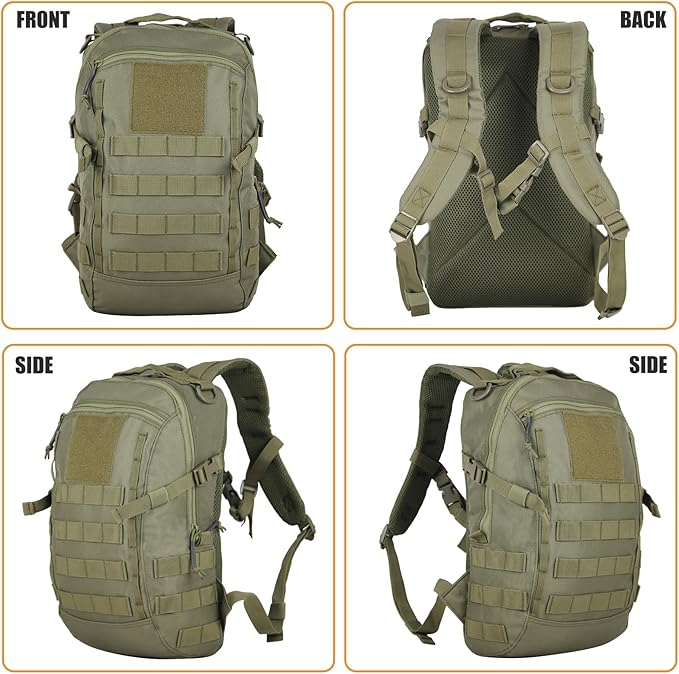 Small Tactical Backpack Military Daypack 12L Molle Bag Rucksack Army Daypack for OutdoorHikingCampingTravel (Green)