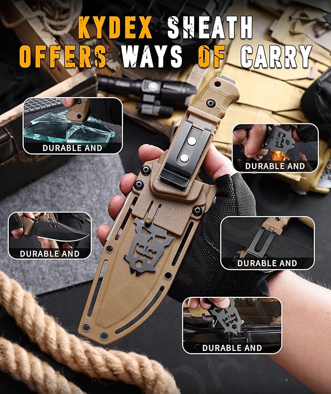 5-inch Fixed Blade Knife with SheathD2 stainless steel blade G10 handleOutdoor Camping knives