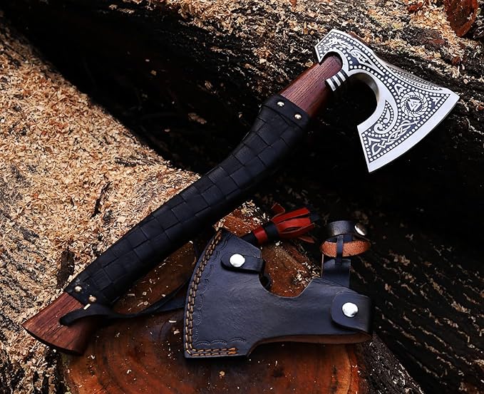 Handmade 17 Viking Axe with Sheath - Norse Medieval Axe | Nordic Style Hatchet | Decorative Collectible | Viking Gift for him | Birthday Anniversary Christmas (EBX-02)
