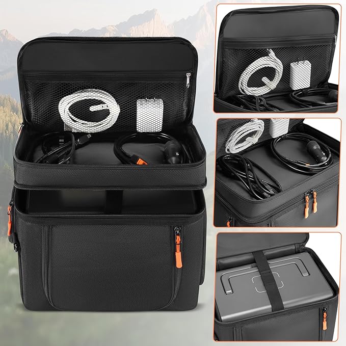 Carrying Case Compatible with BLUETTI EB3A/AC2A/AC2P/Elite 30 V2 Power Station Travel Bag Padded with Multi-pockets for Accessories Protective Cover Storage Bag with Shoulder Strap &amp Handle