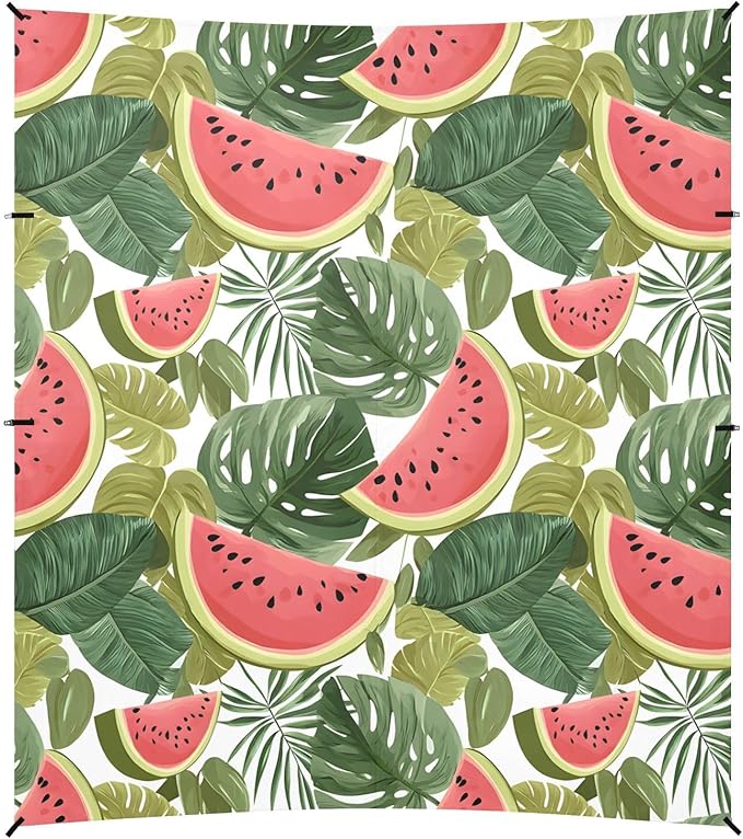 ALAZA Monstera Deliciosa Watermelon Pattern Beach Tent Sun Shelter Portable Canopy Sunshade for Outdoor Camping Picnics Backyard Fun 10x9 ft