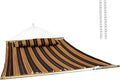 Sunnydaze Extra Large Quilted Hammock with Spreader Bars - 2-Person Hammock for Outside - Woodland Stripe