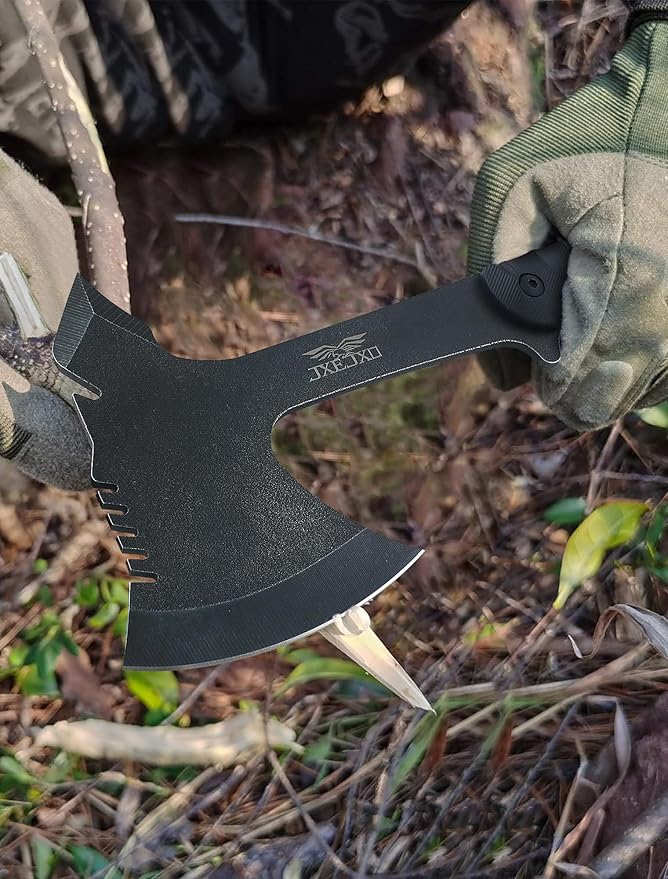 JXE JXO Throwing Axes Overall 10.2in w/ 3.6in Blade Full Tang 420HC Stainless Steel Tomahawk with Spike Design for Hawks Throwing Recreation and Competition