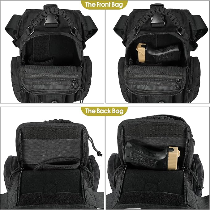 Military Tactical Drop Thigh Pouch Bag Cross Over Leg Concealed Carry Leg Convertible Shoulder Bag with Double Removable Pistol Holster