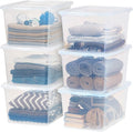 IRIS USA 6-Pack Storage Bins with Lids 58 Quart Clear Stackable Containers Box Organize Shoes Closet Shelves Clothes Blankets Towels - BPA-Free Plastic