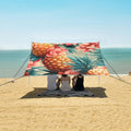 ALAZA Pineapples Red Floral Beach Tent Sun Shelter Portable Canopy Sunshade for Outdoor Camping Picnics Backyard Fun 10x9 ft