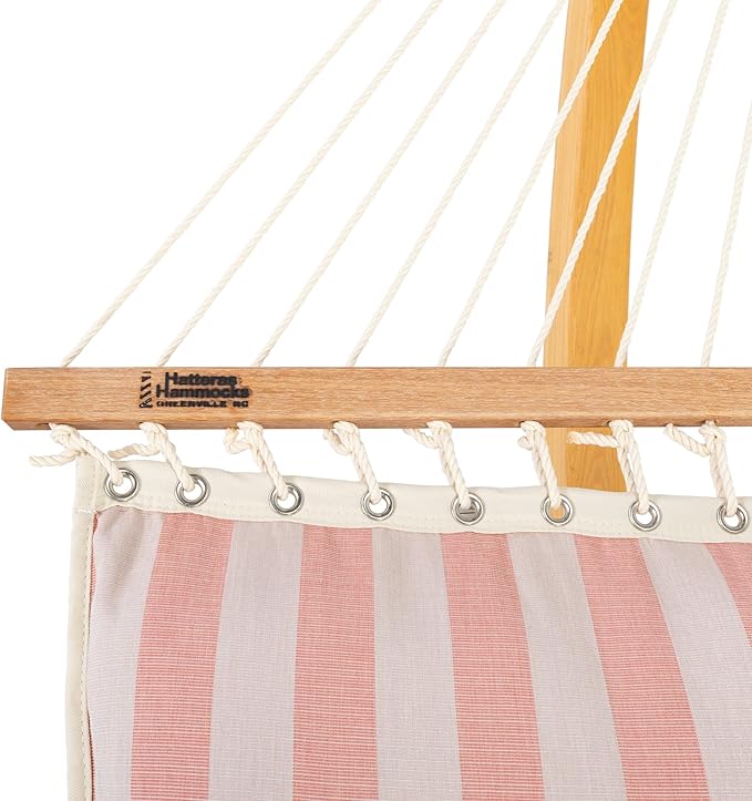 Hatteras Hammocks Expressive Blush Sunbrella Pillowtop Hammock with Free Extension Chains &amp Tree Hooks Handcrafted in The USA Accommodates 2 People 450 LB Weight Capacity 13 ft. x 55 in.