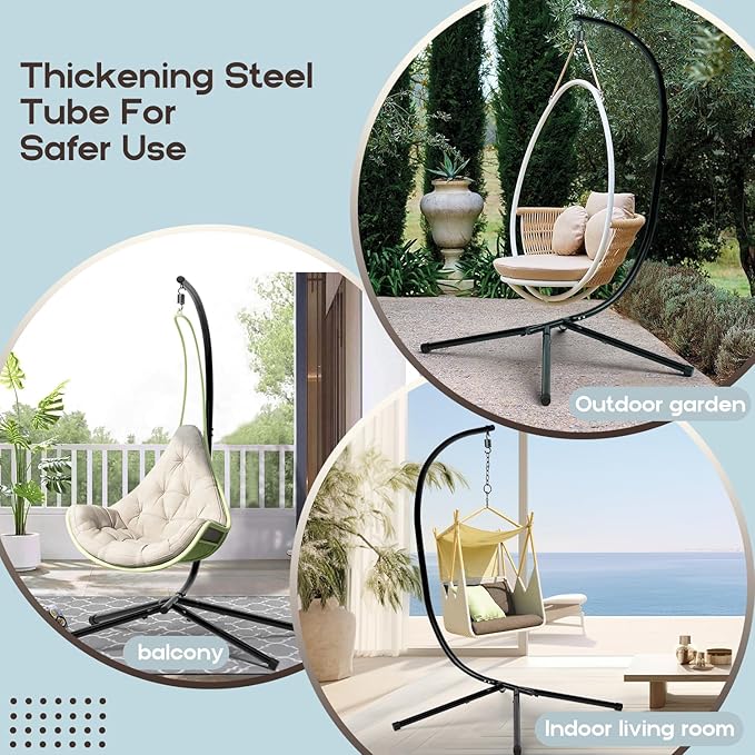 Hammock Stand Only Hanging Chair Stand Only Heavy Duty Swing Chair Stand Outdoor Indoor Egg Chair Stand Frame for Hanging Chair Porch