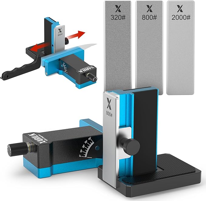 Upgraded Rolling Knife Sharpener Kit – Adjustable 10 – 40° Removable Diamond Stones (320# 800# 2000#) Compact &amp Portable – Premium Knife Sharpening System for Kitchen &amp Outdoor Use