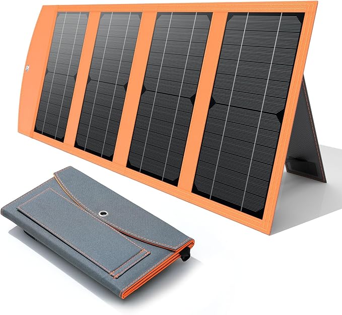 30W Portable Solar Panel Charger with USB and Type-C Outputs(5V/3A Max) for Phones Power Banks Tablets Fast Charges 2 Devices at Once IP67 Waterproof for Camping Hiking and Outdoor Activities