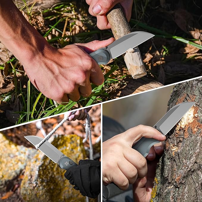 FINTISO Pocket Knife 3 14C28N Blade EDC Knife with Aluminum Alloy Handle Folding Knife with Pocket Clip for Outdoor Camping Hunting Hiking Survival Parrot Series