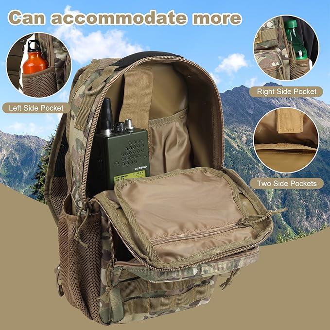 Rover Sling Pack Tactical Shoulder Sling Bag Backpack with Bottle Holder Crossbody Chest Bag CP Camo