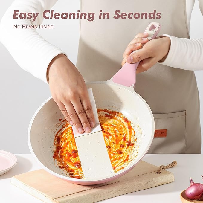 SENSARTE Nonstick Ceramic Frying Pan with Lid 12.5 Inch Cooking Pan Skillet Free of Intentionally Added PFAS/PTFE Non-toxic Chef's Pan Induction Compatible Pan Heat Resistant Handle Sakura Pink
