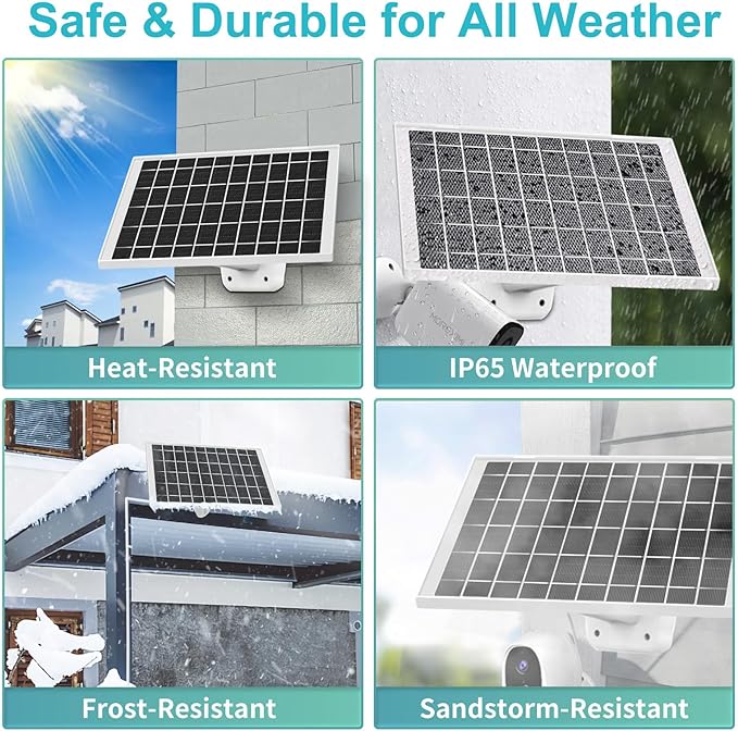3 Pack 7W Solar Panel Charger Compatible with SimpliSafe Outdoor Camera/Simplisafe Series 2 Wyze Battery Cam Pro Cam Outdoor V1 V2 Camera Solar Panel with Micro USB USB C Adapter IP65 Waterproof