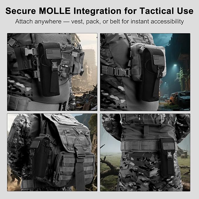 Molle Suppressor PouchStorable Suppressor/Flashlight/BatonContains Flag Patchfor Vest/Belt/Backpack/Molle Pouch/Plate Carrier and Other Tactical Gear