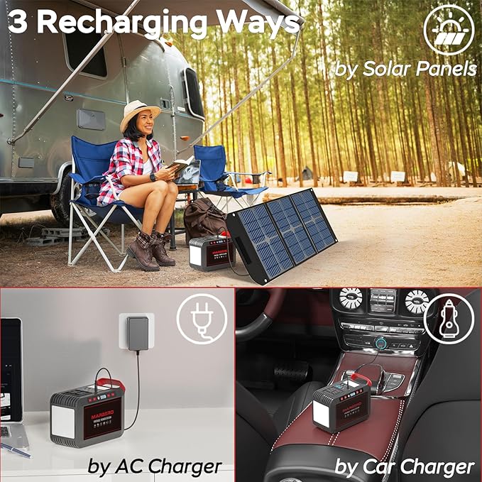 Portable Power Station 300W MARBERO 237Wh Camping Solar Generator Backup Lithium Battery with Pure Sine Wave 110V AC Outlet USB C USB A DC for Outdoors Camping CPAP Home Blackout Emergency