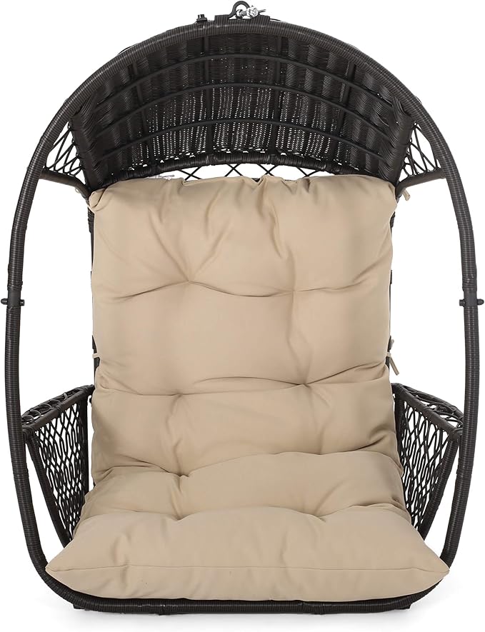 Christopher Knight Home Sidney Outdoor/Indoor Wicker Hanging Chair with 8 Foot Chain (NO Stand) Brown and Tan
