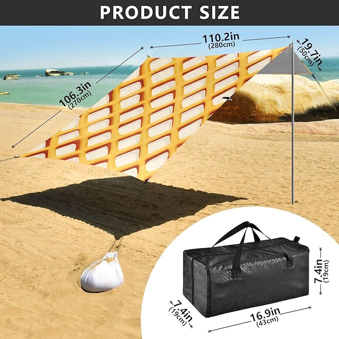 ALAZA Waffle Lattice Pattern Beach Tent Sun Shelter Portable Canopy Sunshade for Outdoor Camping Picnics Backyard Fun 10x9 ft