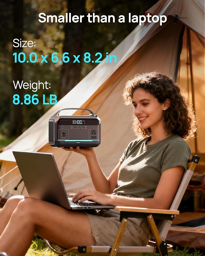 Portable Power Station with 80W Solar Panel 288Wh LiFePO4 Battery 600W Power Bank with AC Outlet 110V/1200W Surge Solar Generator 1.7H Fast Charging for Camping Hurricane EmergencyRVHome Use