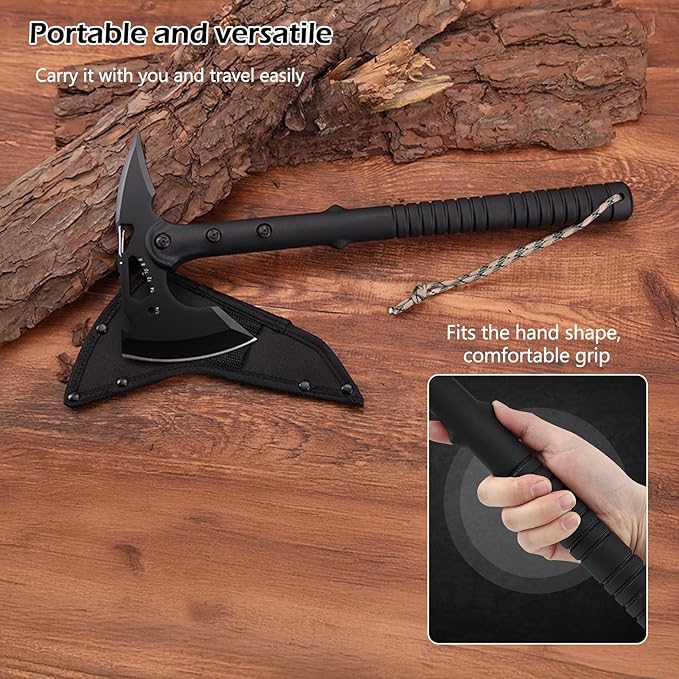 Camping Axes 2 Pack Hatchet with Sheath Clip Bottle Opener Wrench Outdoor Tomahawk for Splitting Wood Hunting Hiking AXE04x2