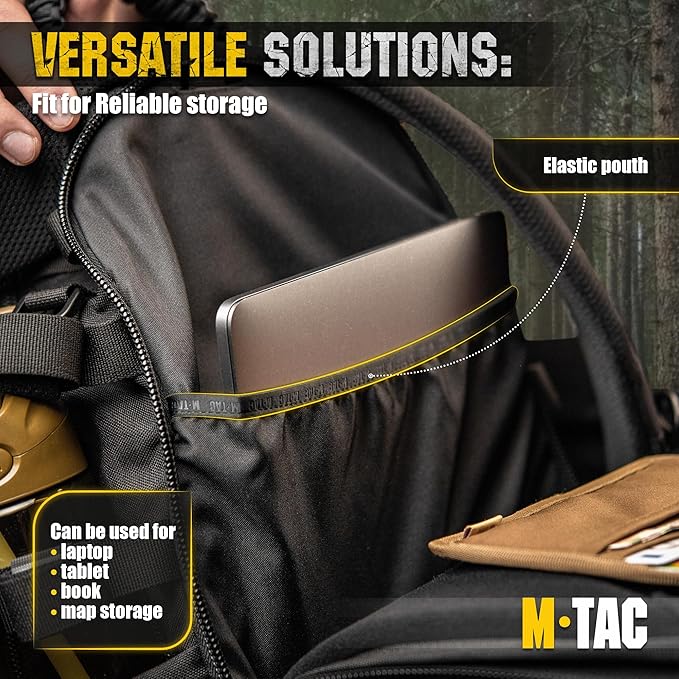 M-Tac Military Backpack for Men and Women - Large 25L Hiking MOLLE Backpack for Travel and Survival - Black Rucksack - Hiking (new)